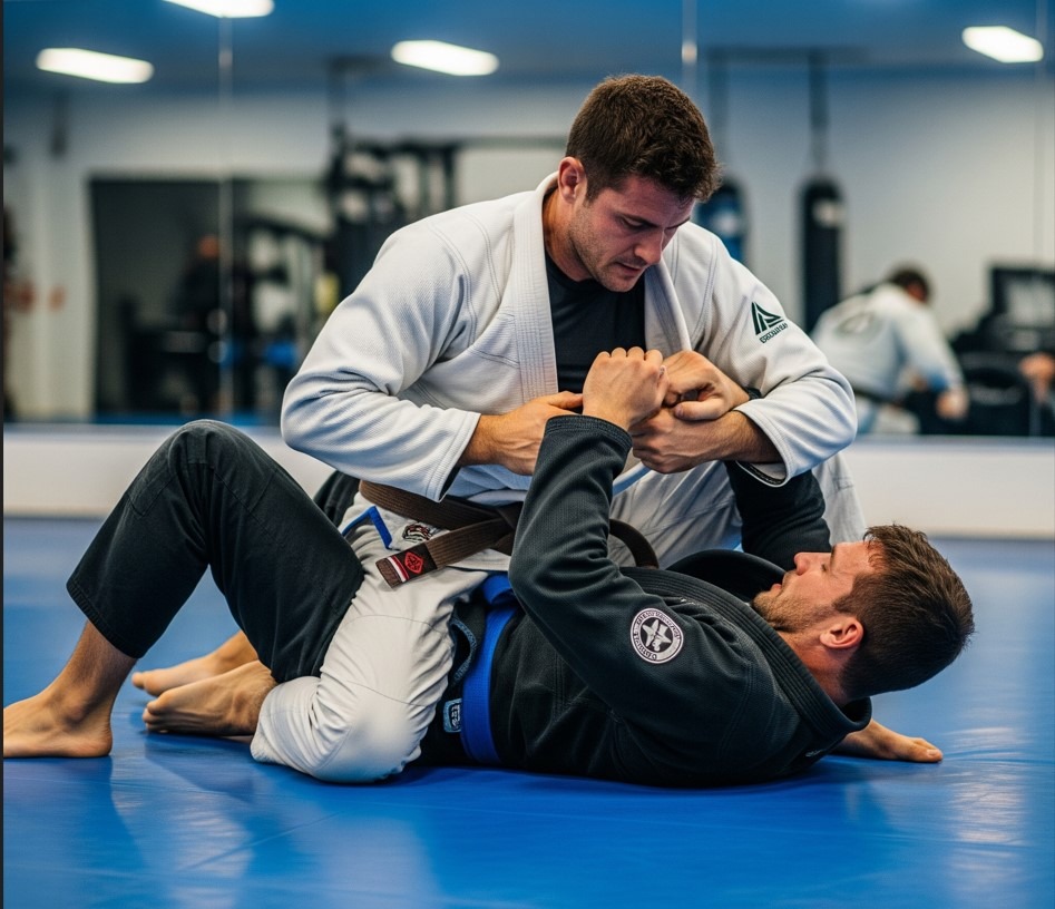 A jiu jitsu practitioner in Mount Position