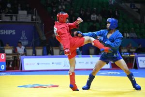 Two men practicing Sambo wearing Sambo Kurtka